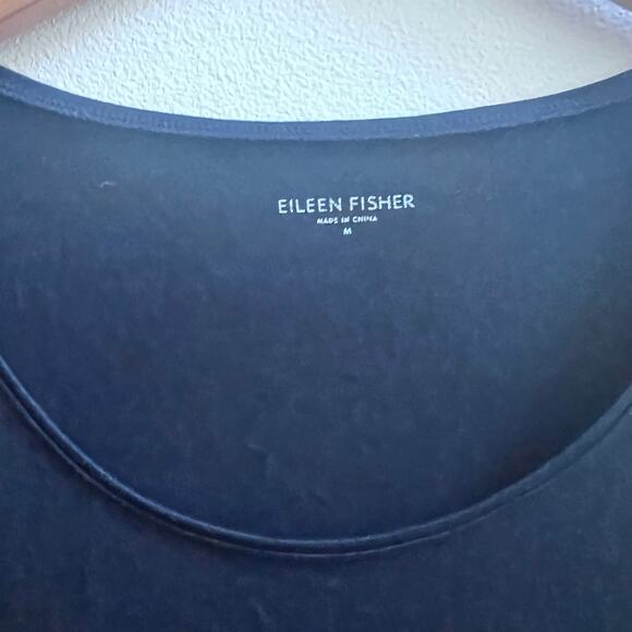 Eileen Fisher Black Jersey Long Sleeve Shift Dress size M Minimalist - Picture 6 of 6